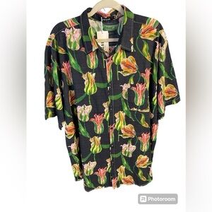 NWT JOGAL Men’s XXL Flower Short Sleeve Button Down Hawaiian Shirt Casual